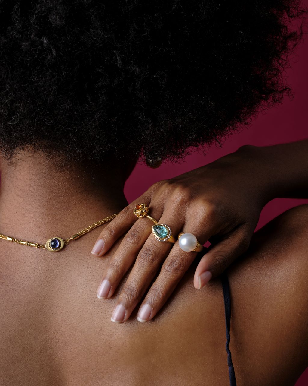 Velvet Ruff ring on model.
