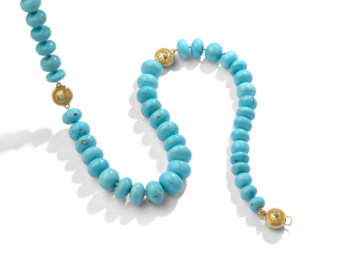 Closer view of the turquoise rondelles.