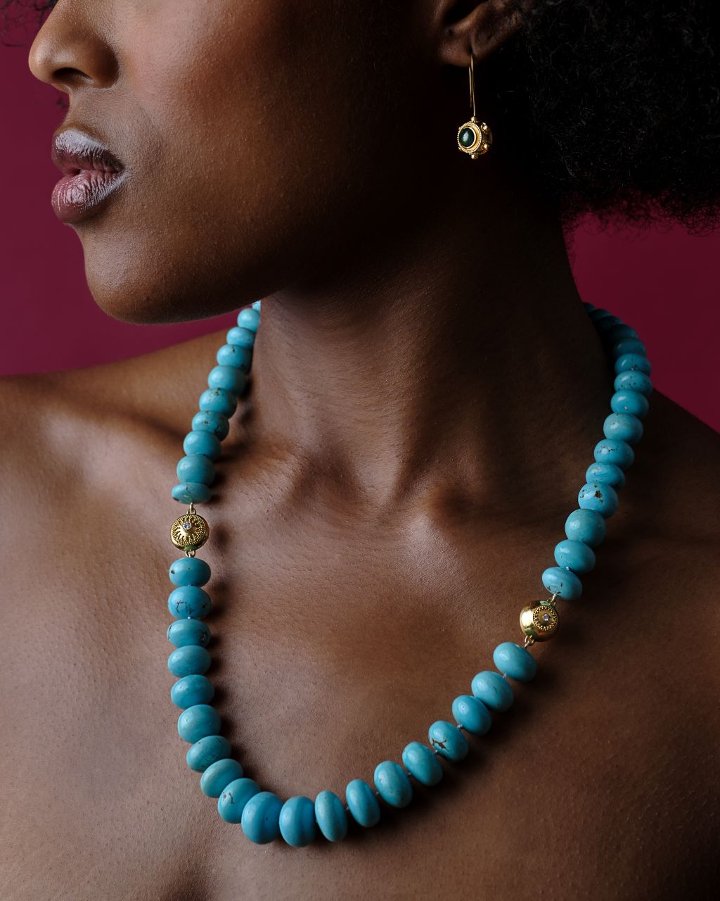 On model view of the necklace.