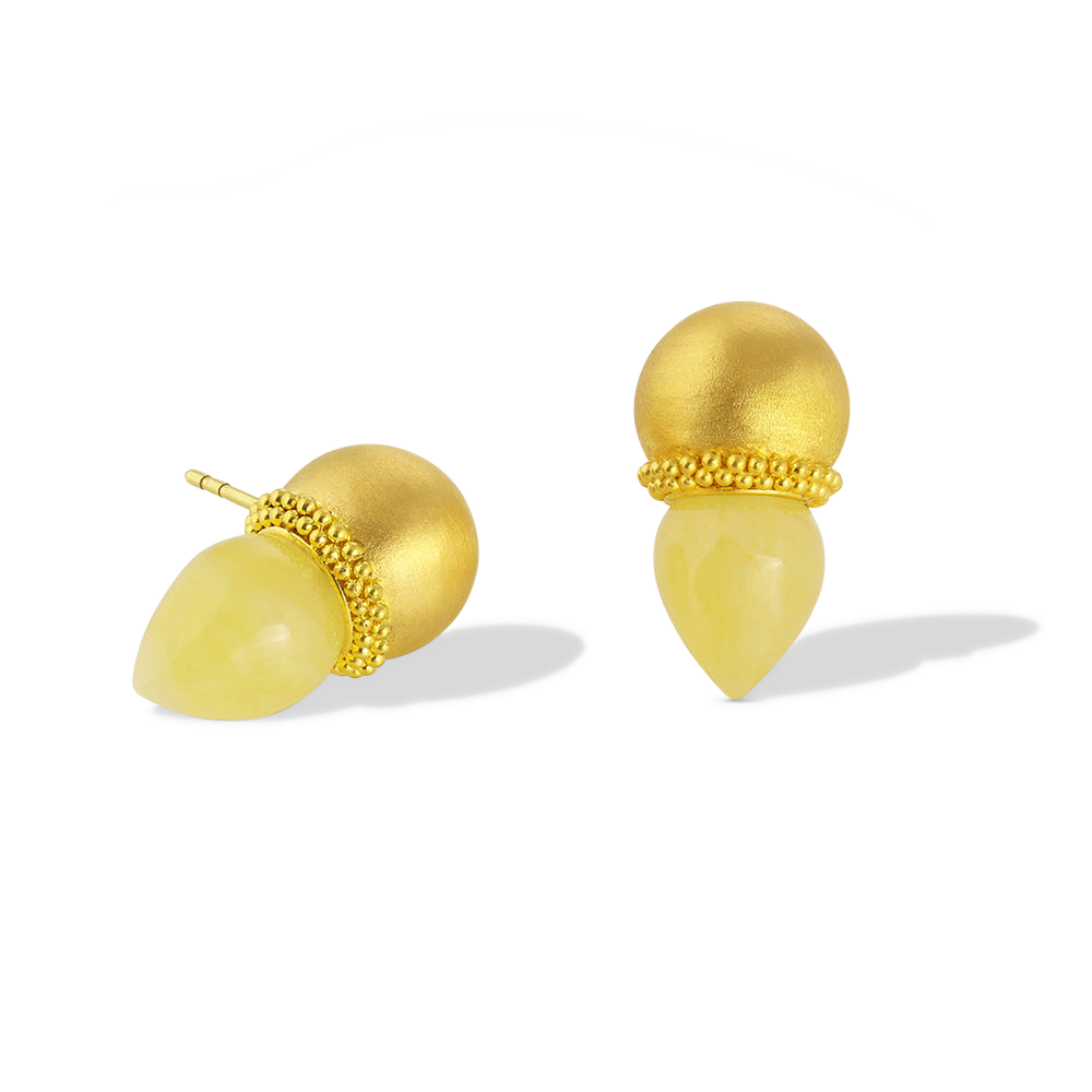 Alternate view of the Amber Flame Ear Climbers.