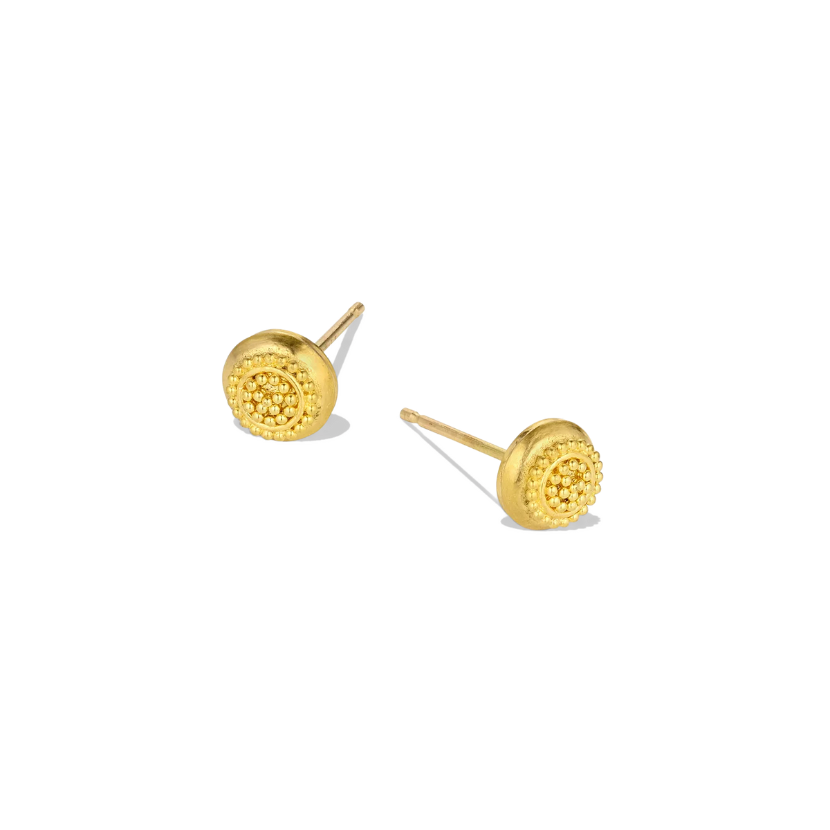 They may be small, but they are mighty. These beautiful 6mm studs are perfect for everyday wear - put them on and forget them. Wear as a pair or as a single, the granulation providing that oh! factor. The rich, warm tones of the high karat gold give a classic, yet contemporary look with granulation elevating them from "just another stud" to "something different".

Available as a single or pair. The listed price is for a single.

Made from recycled 22k yellow gold.