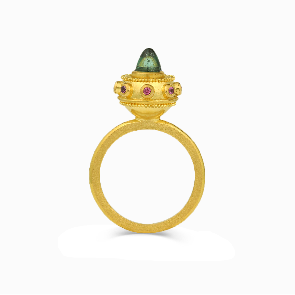 Side view of the Verdant Green Orb ring.