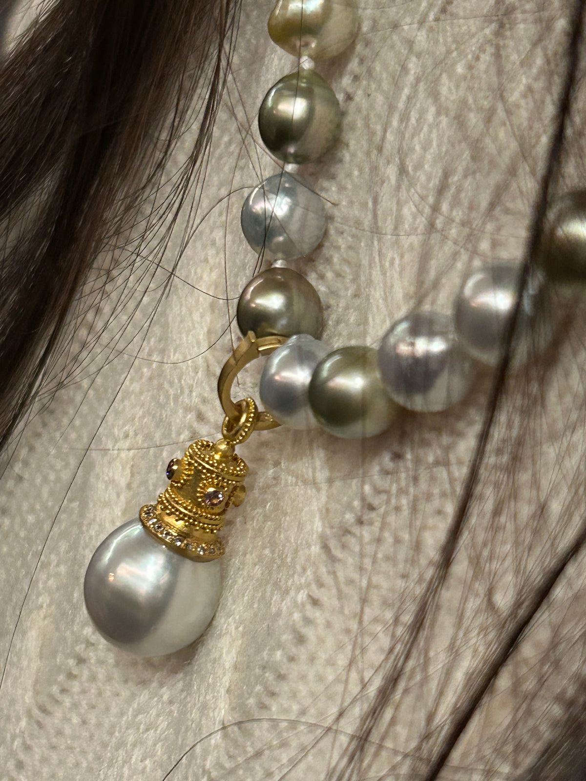 Diamond Byzantine Crown cham on model.