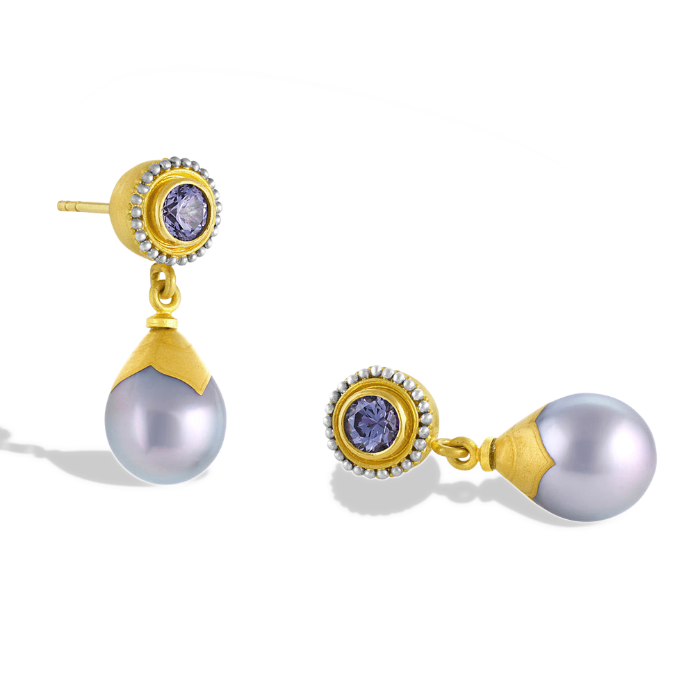 Additional view of the Lavender Spinel Pear Drops.