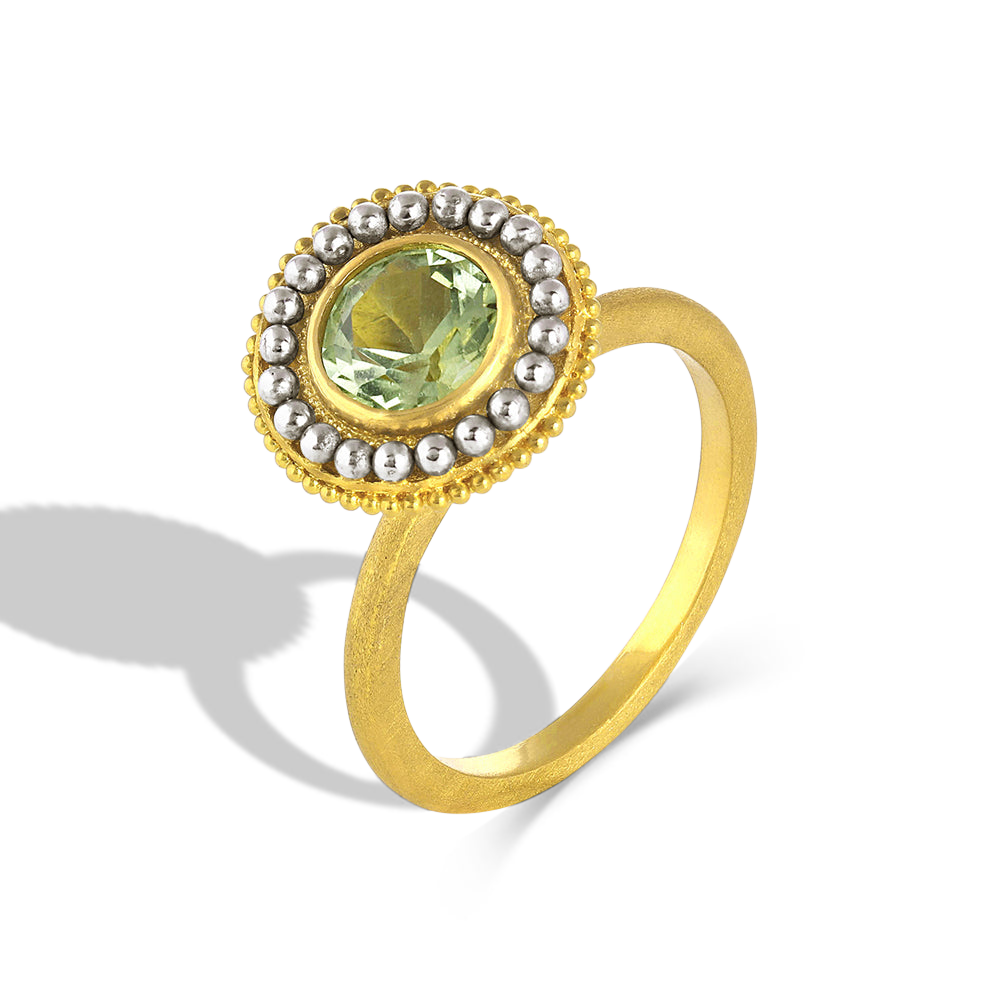 Angled font view of Moyo Konos ring.