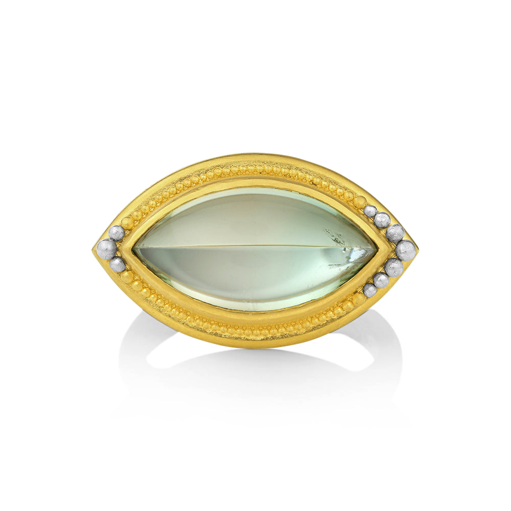 Top view of the green bi-color Nerrena ring.