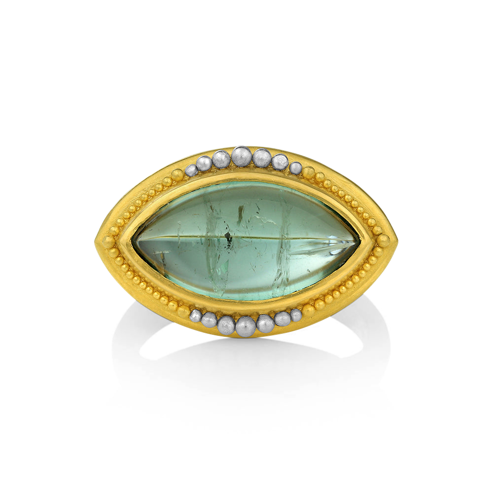 Top view of green blue Nerrena ring.
