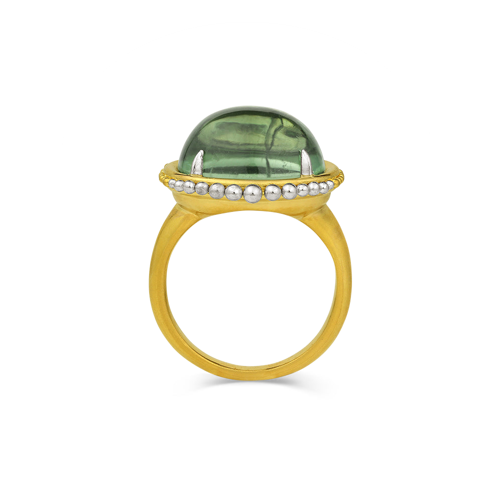 Side view of sea green Ora ring.