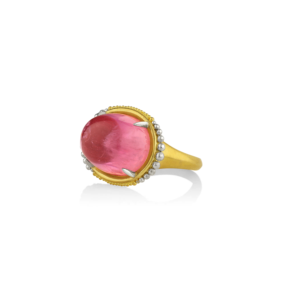 Angled font view of Ora Rosa ring.