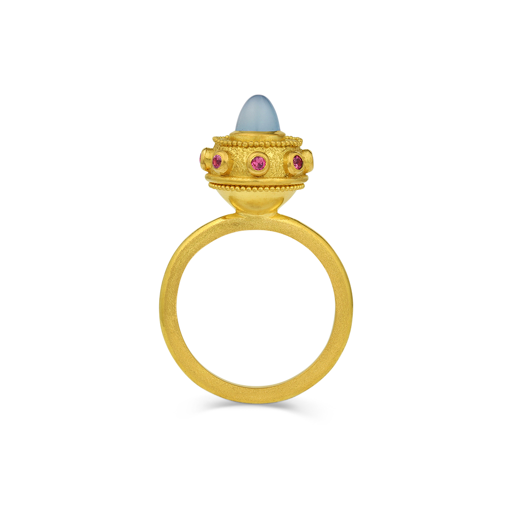 Side view of the Aquamarine Orb ring.