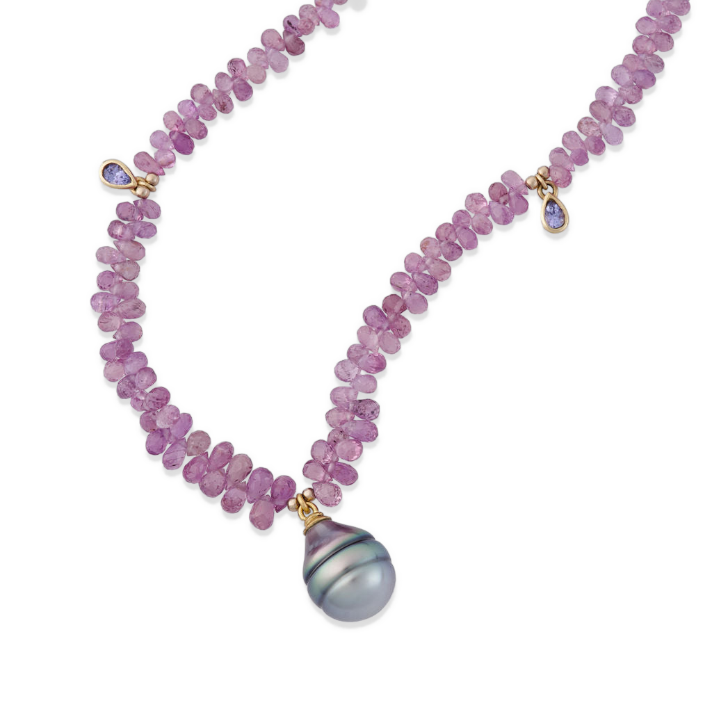 Pink Sapphire Briolette Necklace