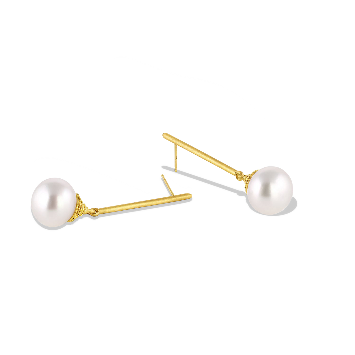 Front side view of the South Sea Pearl Stick earrings without pink tourmaline.