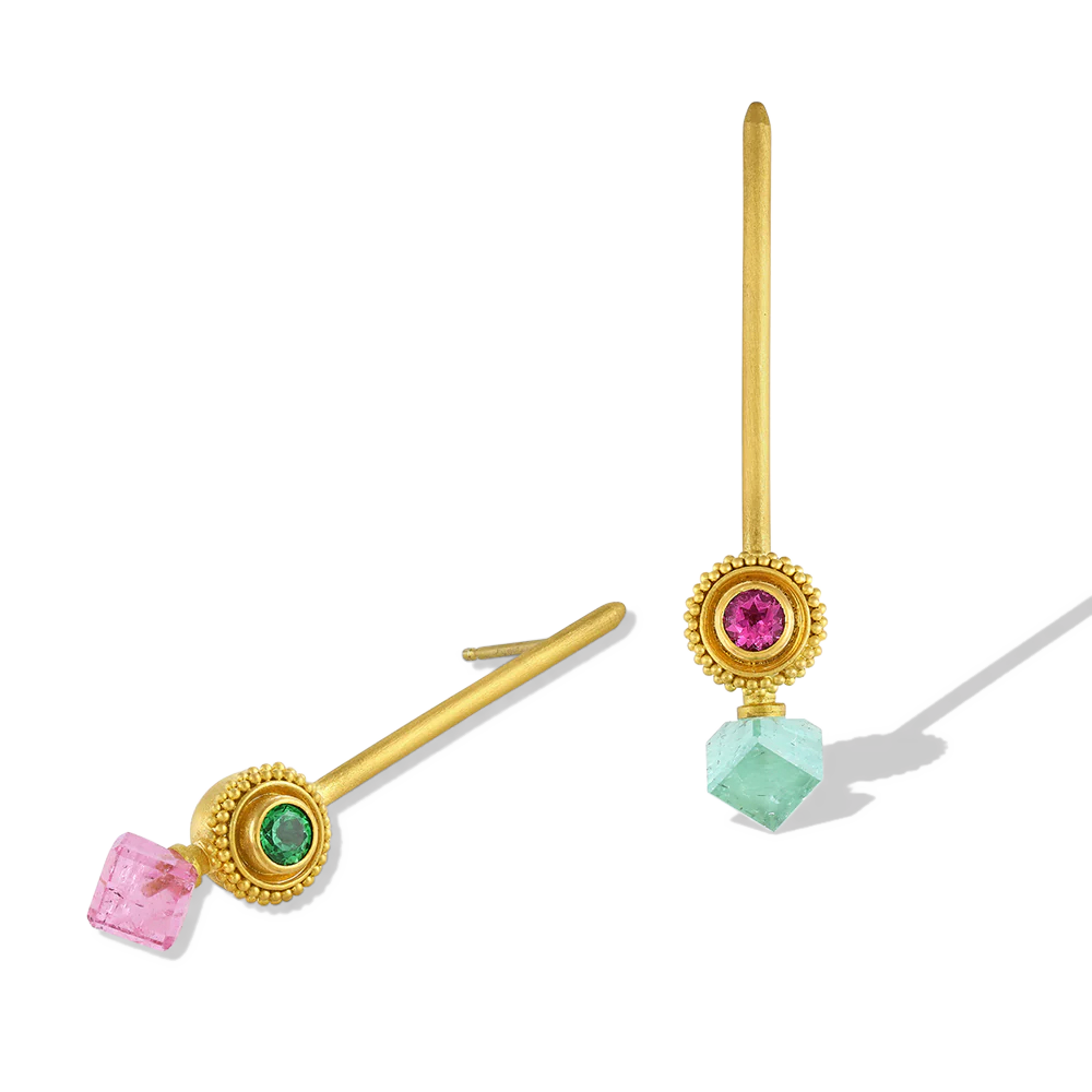 Alternate view of the Spring Blossom Etruscan Ruff earrings.
