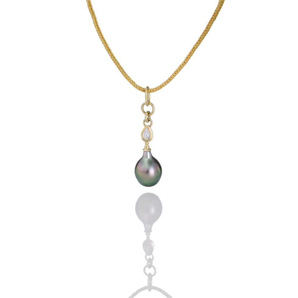 The Moonstone Perfumer's Flask charm shown on a chain.