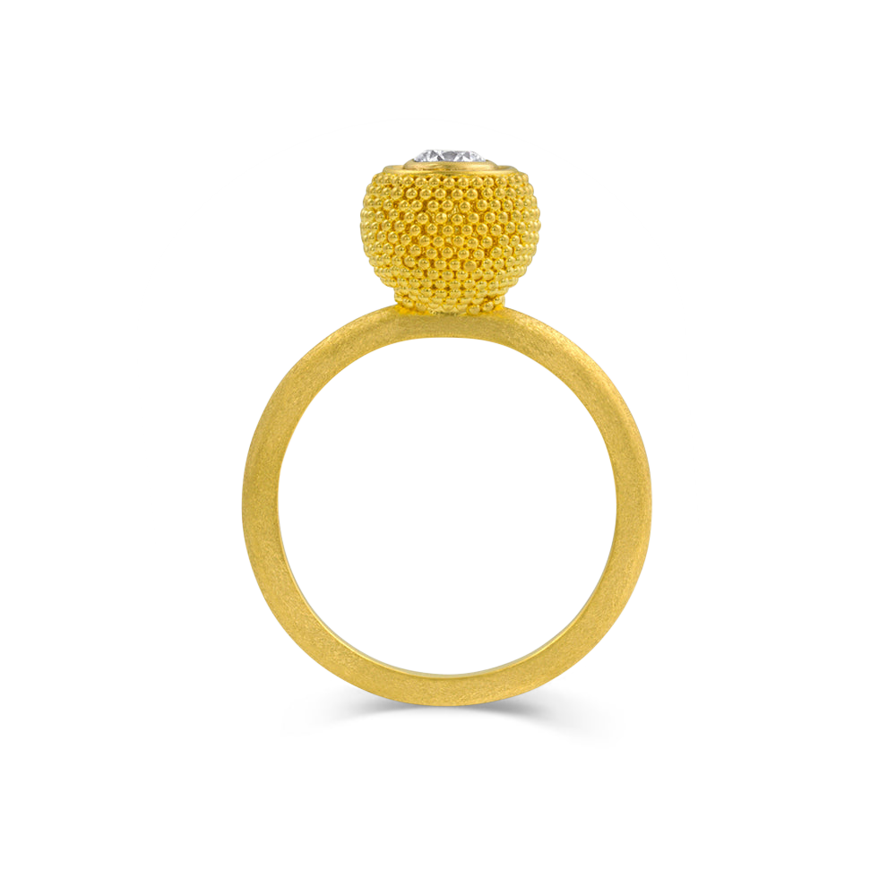 Side view of the diamond Velvet Cushion ring.