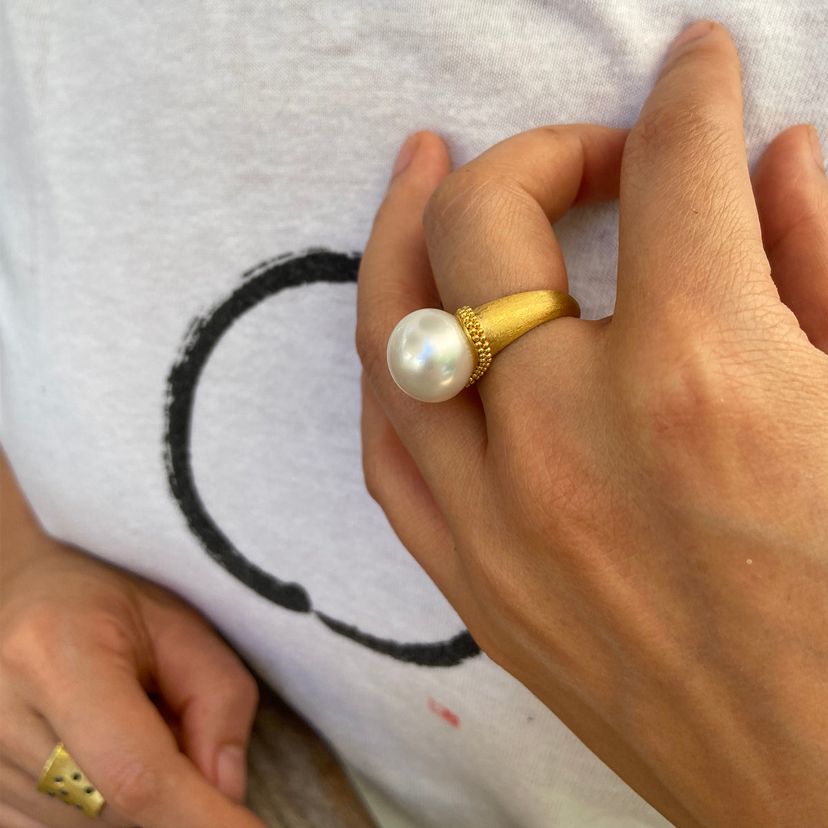 Velvet Ruff ring on model.