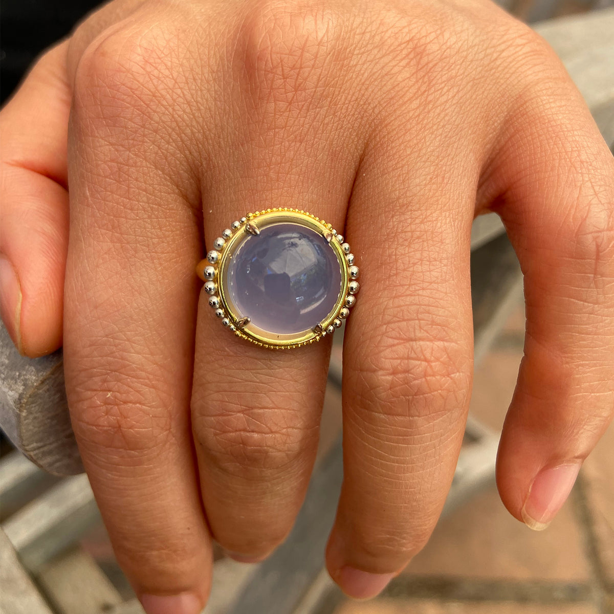 Tethys Ora ring  on model.