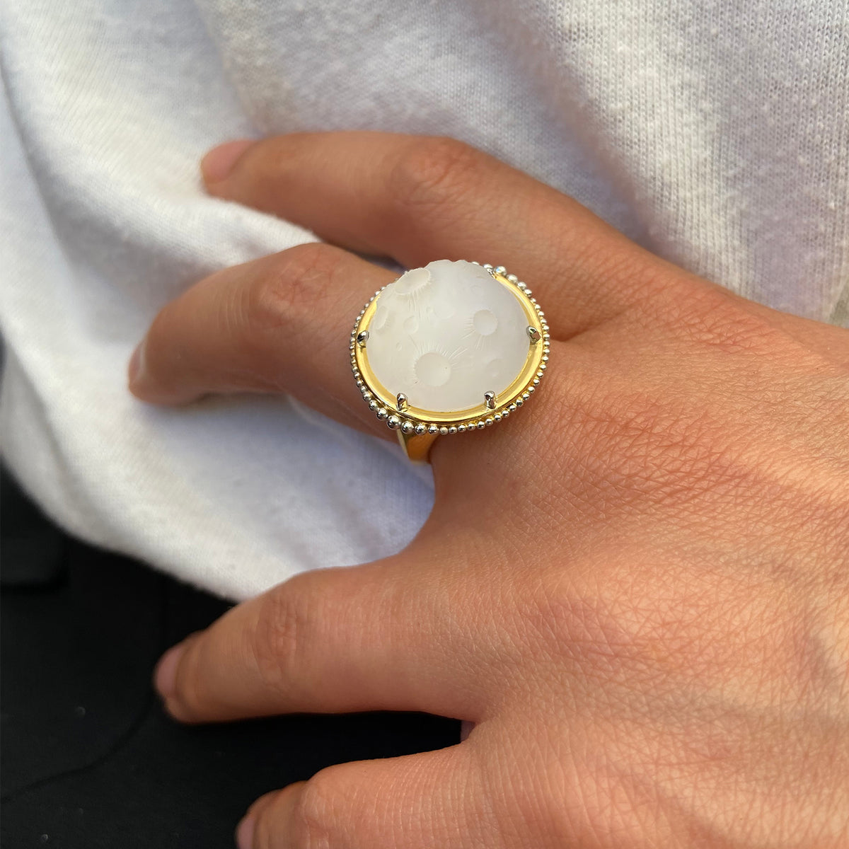 Luna Ora ring shown on model.
